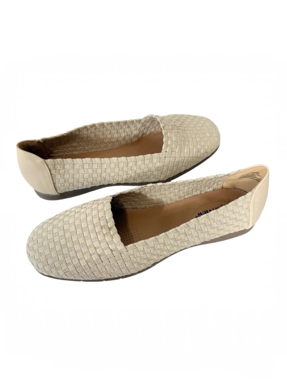 Comfortview Bethany Woven Stretch Flats Champagne Metallic Shoes 26388 Size 10WW